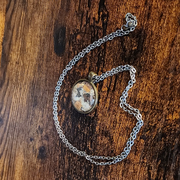 HANDMADE World Globe Necklace with 28" chain - Picture 3 of 3